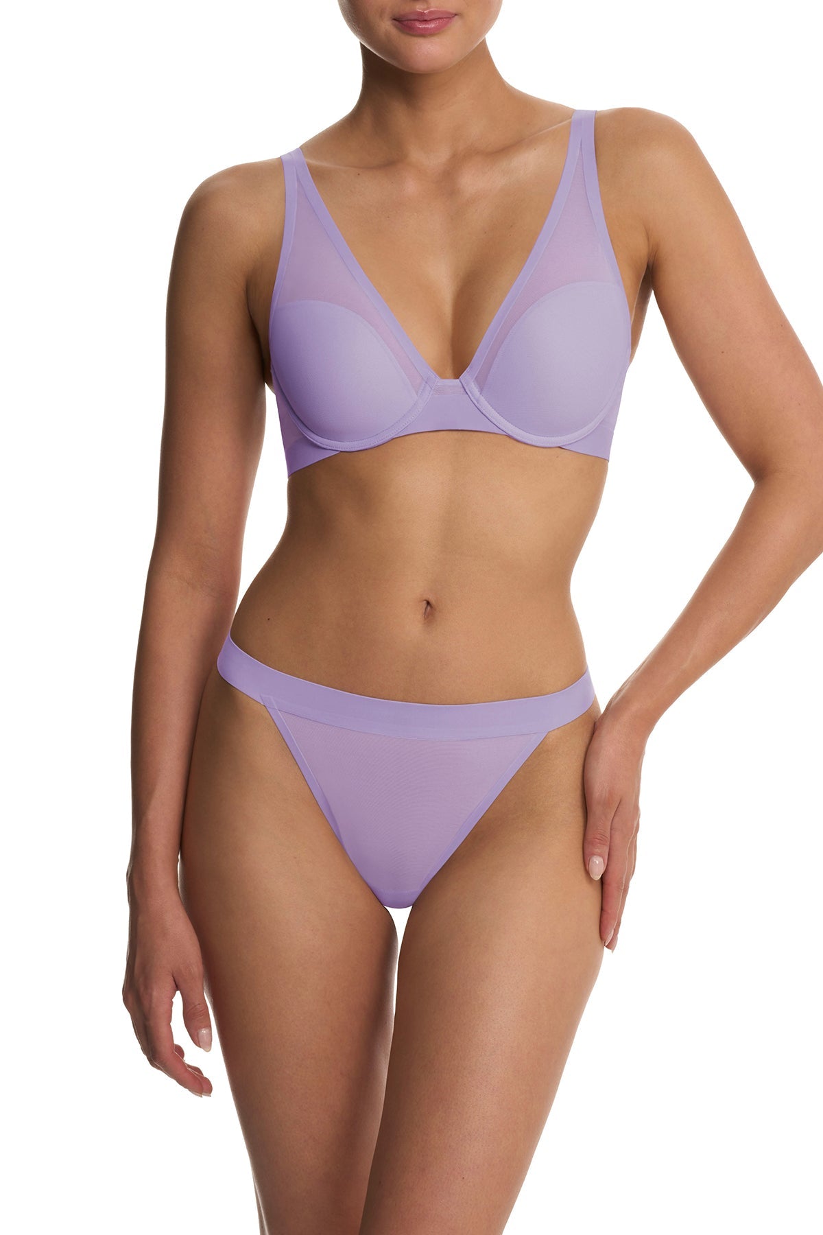 True Zen Plunge T-Shirt Bra Purple Pearl