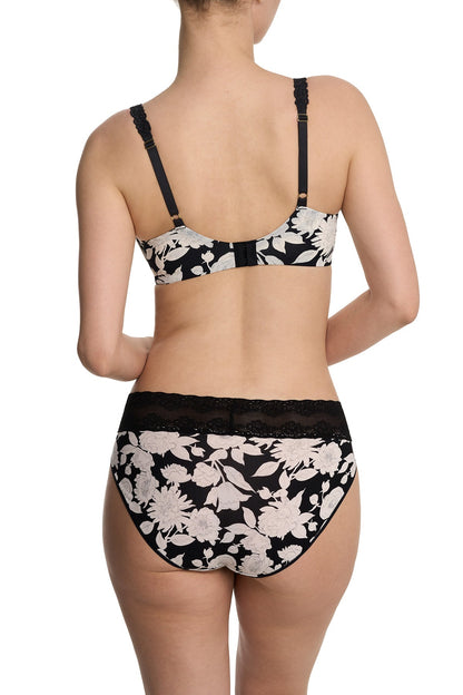 Pure Luxe Custom Coverage Contour Underwire Bra Black Garden Rose Print