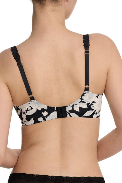 Pure Luxe Custom Coverage Contour Underwire Bra Black Garden Rose Print
