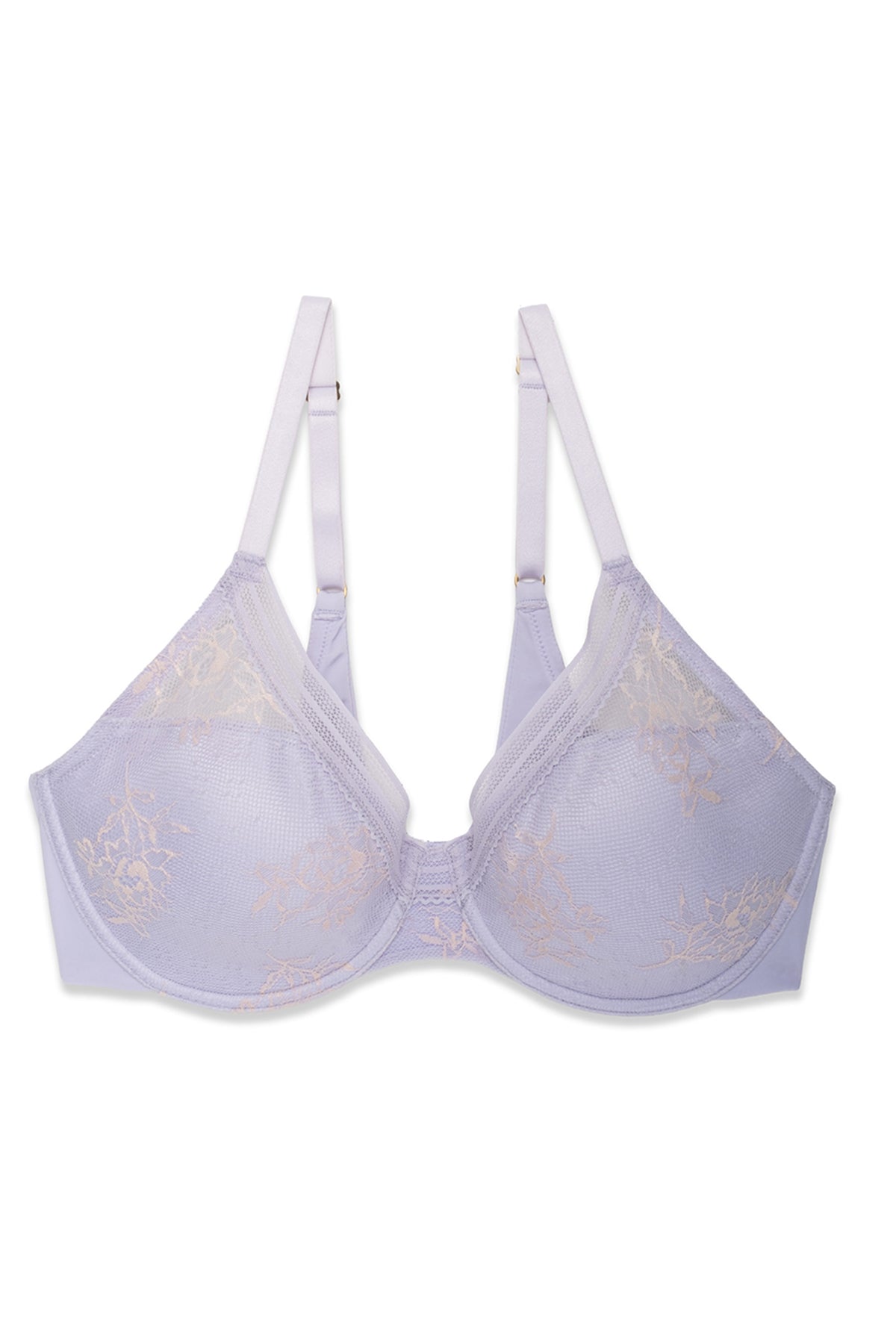 Love Lace Full Coverage Plunge T-Shirt Bra Purple Pearl/Peach Whip