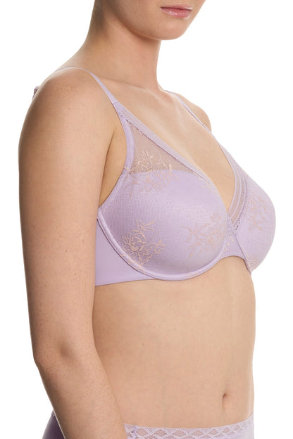 Love Lace Full Coverage Plunge T-Shirt Bra Purple Pearl/Peach Whip