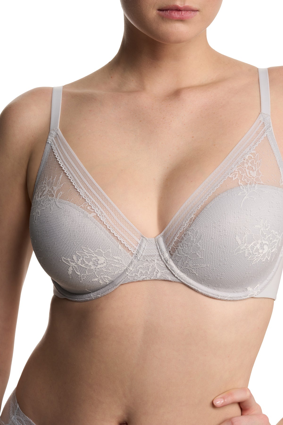 Love Lace Full Coverage Plunge T-Shirt Bra Mink/Warm White