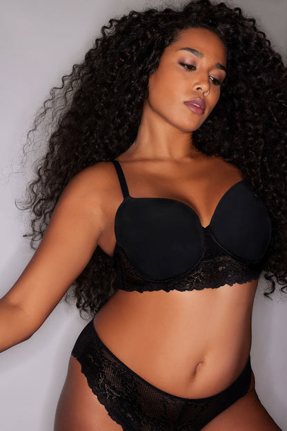 Heavenly Full Coverage Longline T-Shirt Bra Black