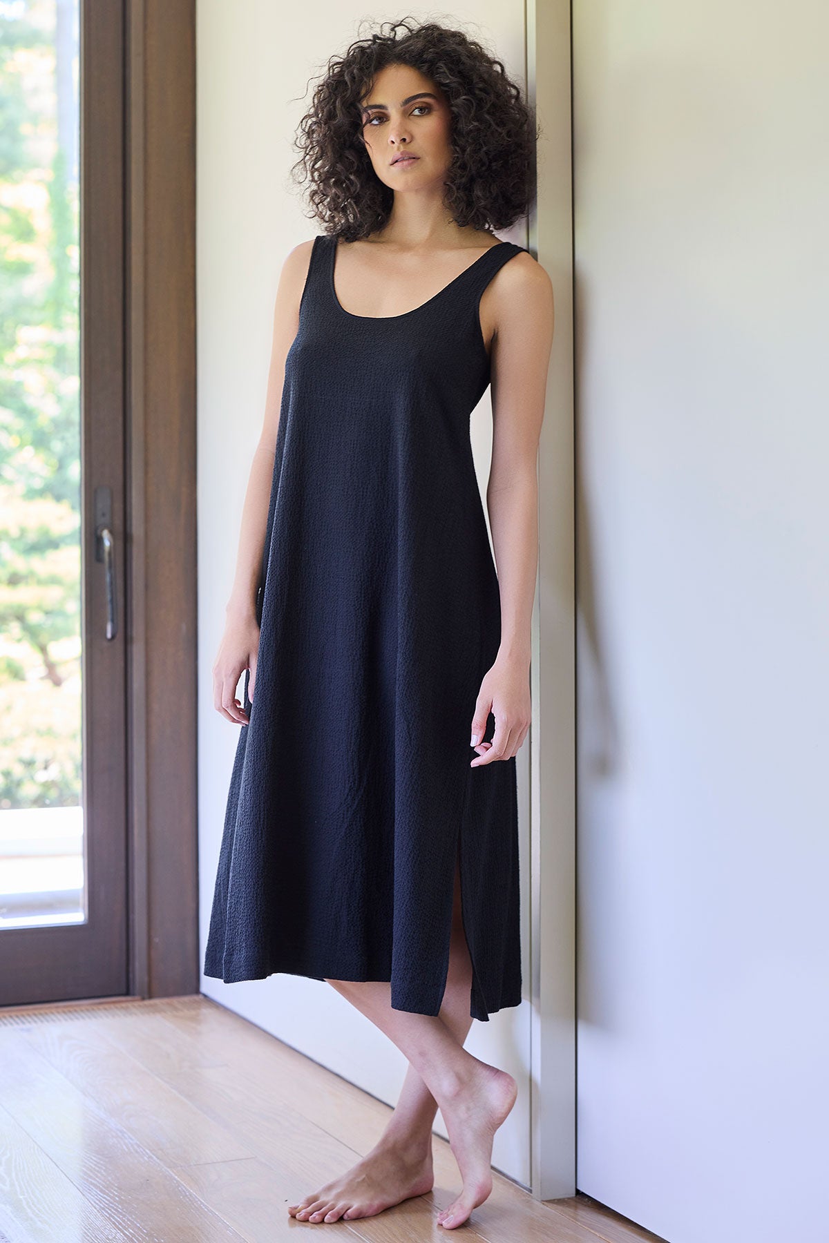 Buy Onsen Cotton Tank Slip Dress in Black Online Black
