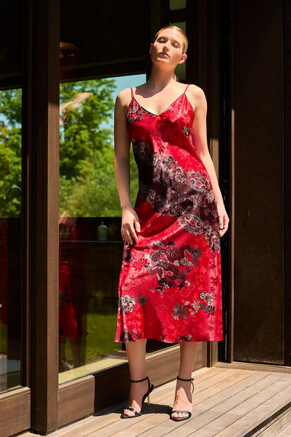 Buy Imperial Dragon Jacquard Gown in Red Online Red