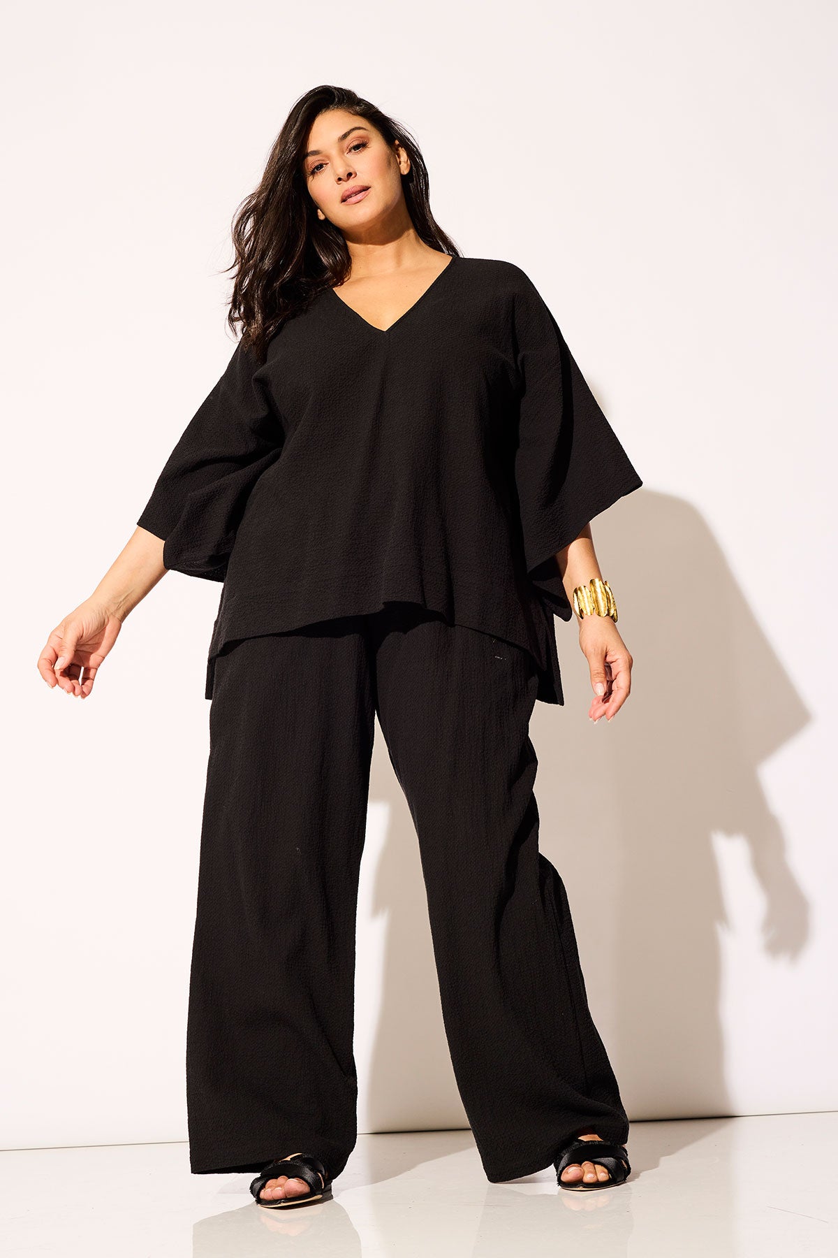 Buy Onsen Cotton Kimono Top in Black Online Black
