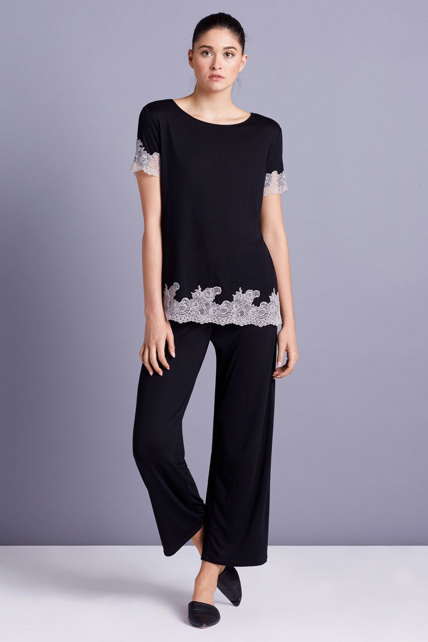 Buy Luxe Shangri-La TENCEL™ Short Sleeve PJ Basics in Black/Cocoon Online Black/Cocoon