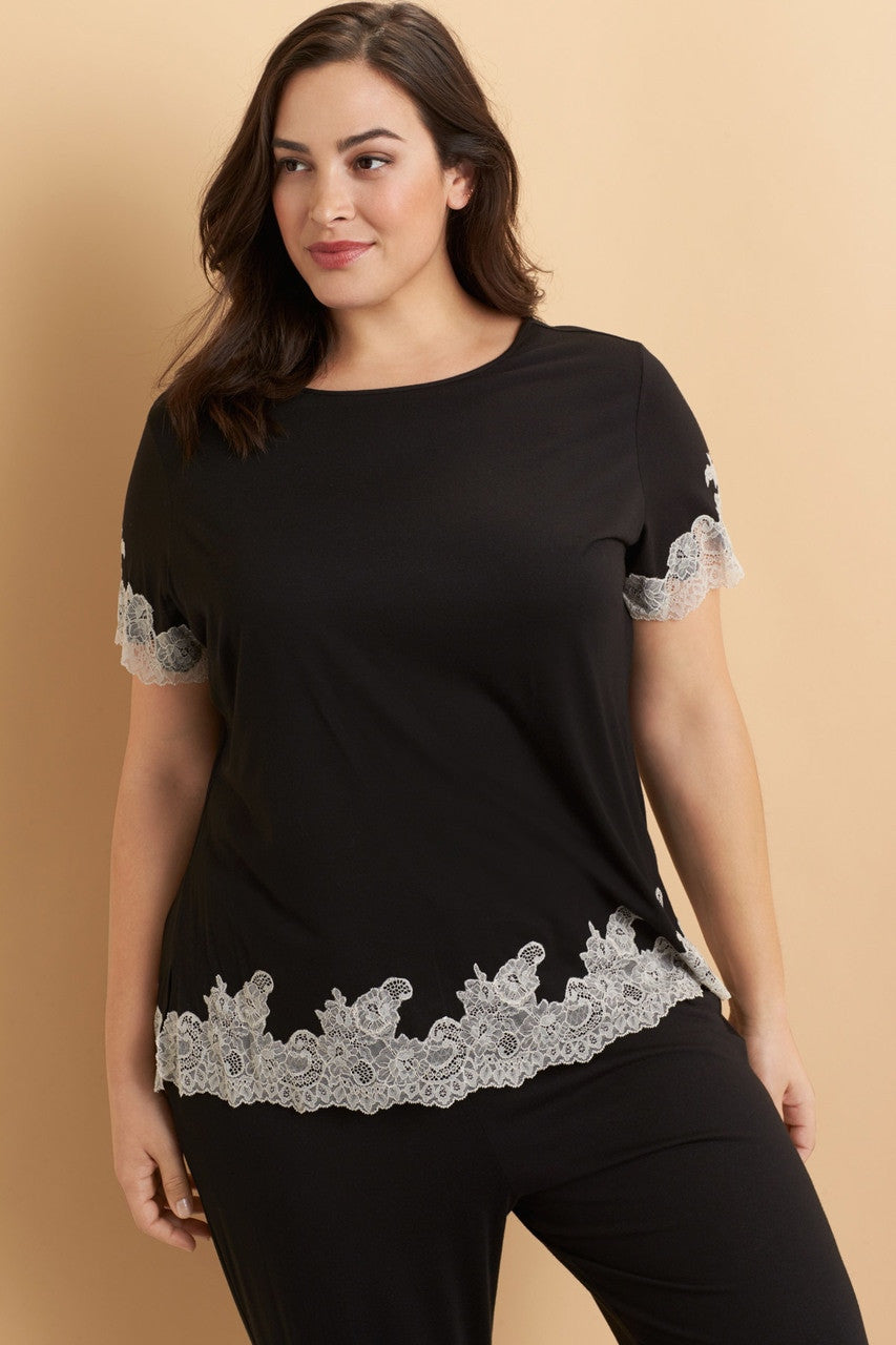 Buy Luxe Shangri-La TENCEL™ Short Sleeve PJ Basics in Black/Cocoon Online Black/Cocoon