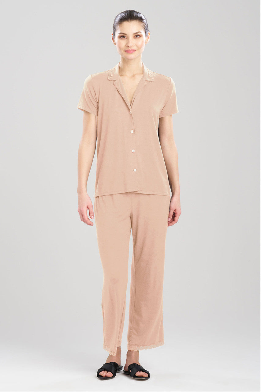 Buy Feathers Essentials Lenzing™ Ecovero™ Viscose Lace Applique Trim PJ in Café Online Café