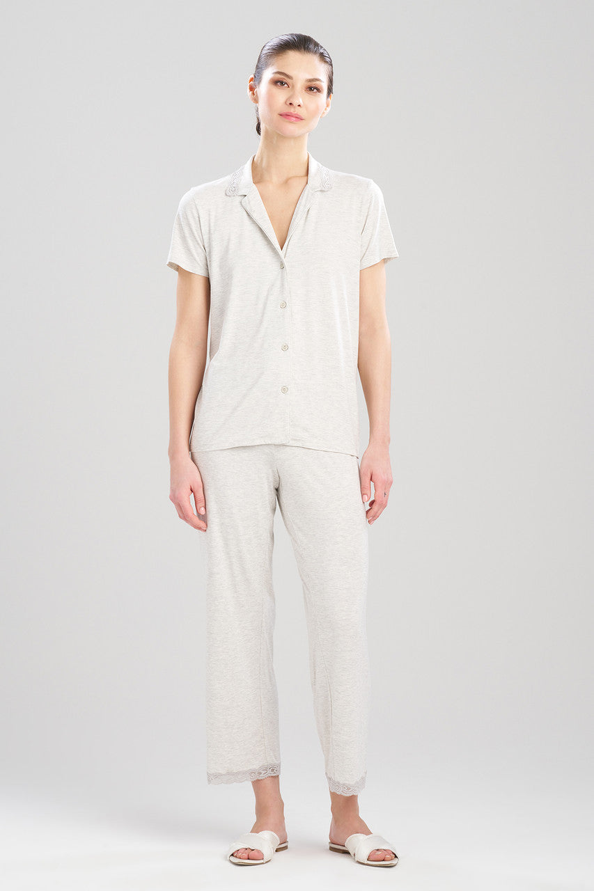 Buy Feathers Essentials Lenzing™ Ecovero™ Viscose Lace Applique Trim PJ in Light Heather Grey Online Light Heather Grey