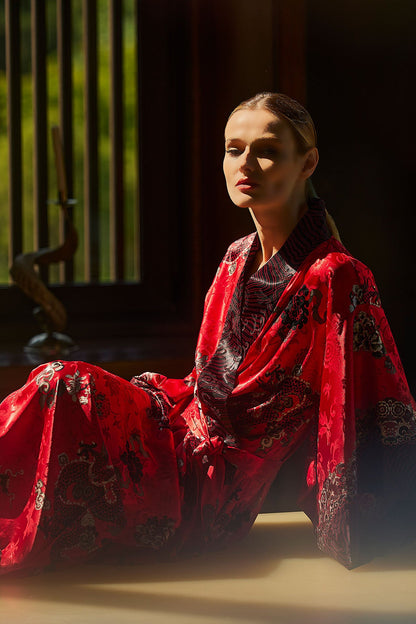 Buy Imperial Dragon Jacquard Robe in Red Online Red