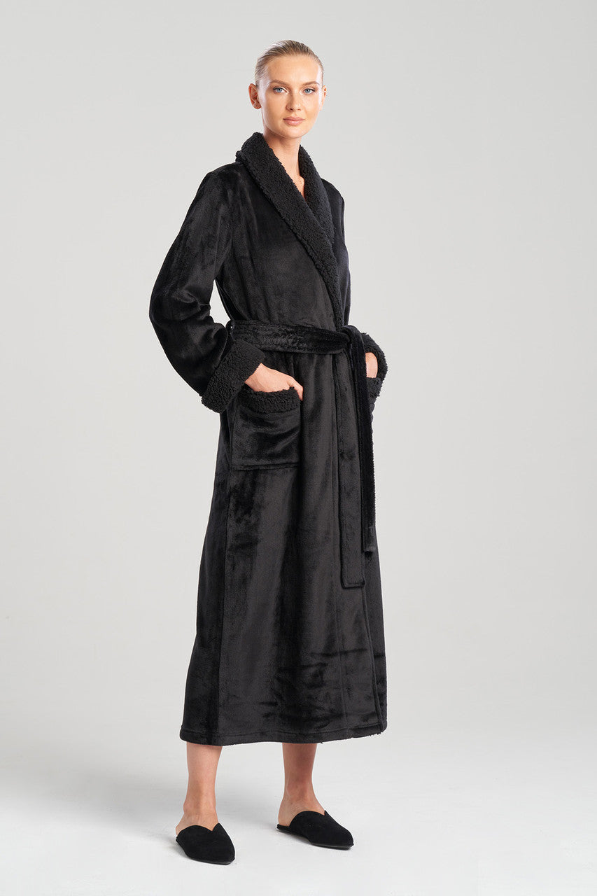 Buy Plush Sherpa Robe in Black Online Black