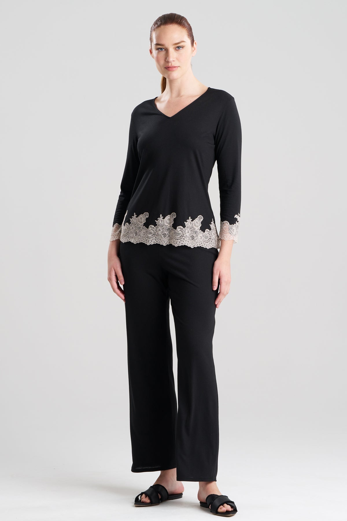 Buy Luxe Shangri-La TENCEL™ Long Sleeve PJ in Black/Cocoon Online Black/Cocoon
