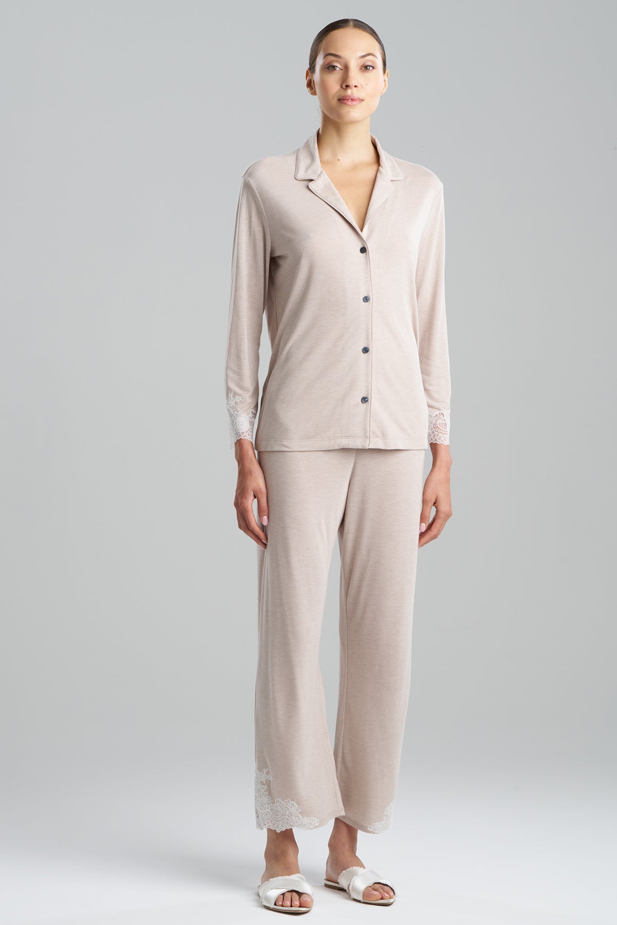 Buy Luxe Shangri-La TENCEL™ Long Sleeve Notch PJ in Heather Cashmere Online Heather Cashmere