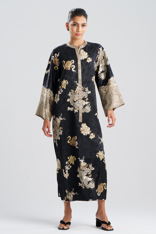 Buy Imperial Dragon Jacquard Zip Caftan in Black Online Black