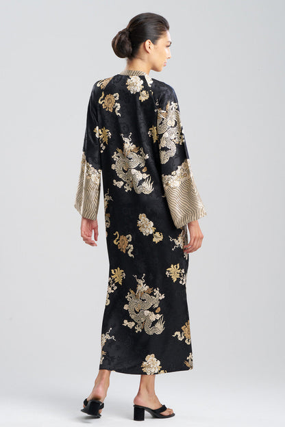 Buy Imperial Dragon Jacquard Zip Caftan in Black Online Black