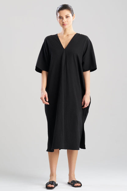 Onsen Cotton Caftan Black