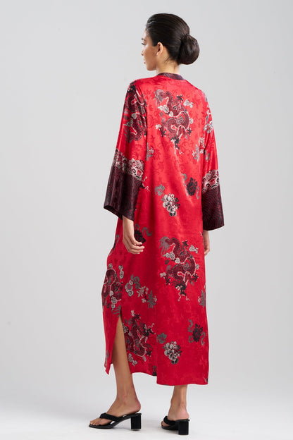 Buy Imperial Dragon Jacquard Zip Caftan in Red Online Red