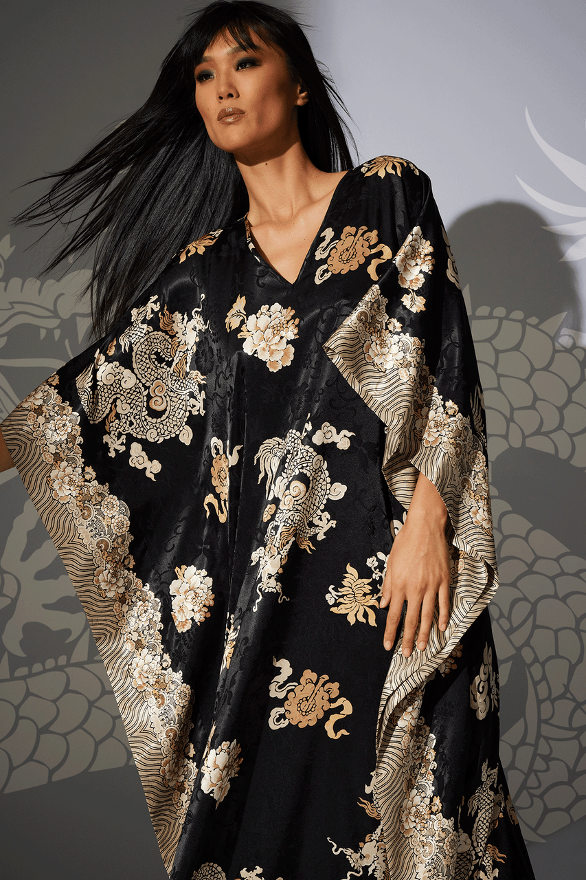 Buy Imperial Dragon Jacquard Caftan in Black Online Black