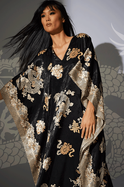 Buy Imperial Dragon Jacquard Caftan in Black Online Black