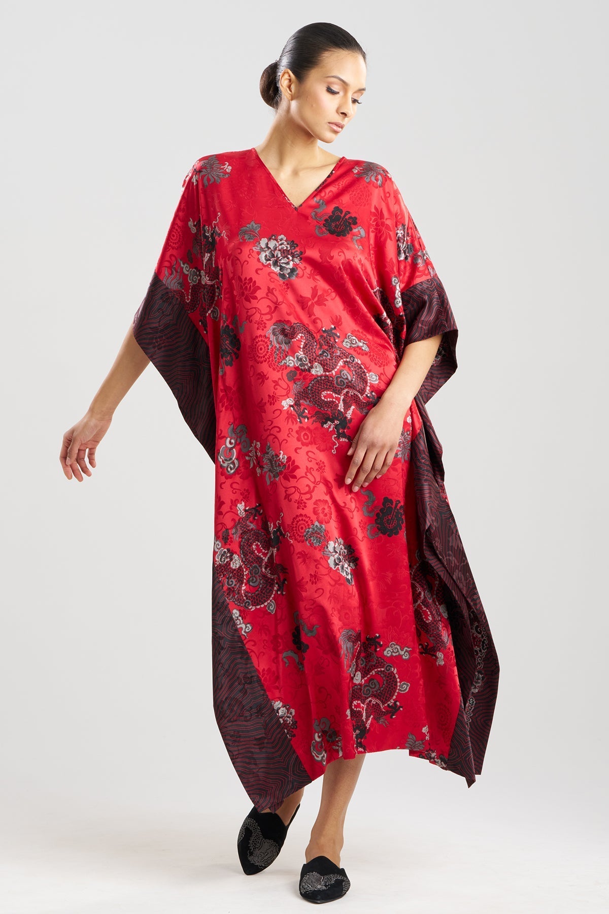 Buy Imperial Dragon Jacquard Caftan in Red Online Red