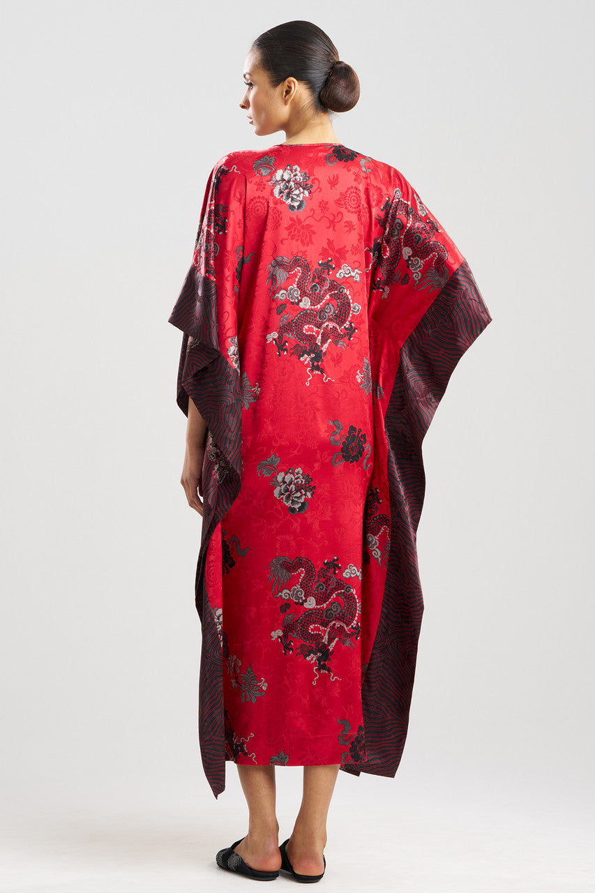 Buy Imperial Dragon Jacquard Caftan in Red Online Red