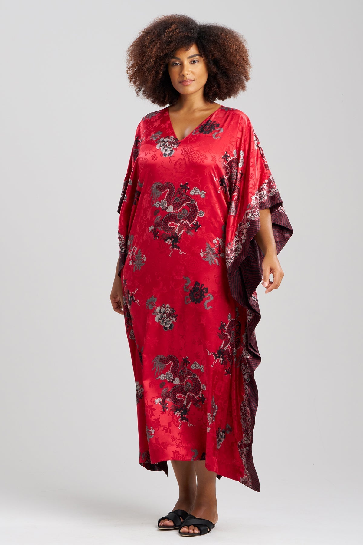 Buy Imperial Dragon Jacquard Caftan in Red Online Red