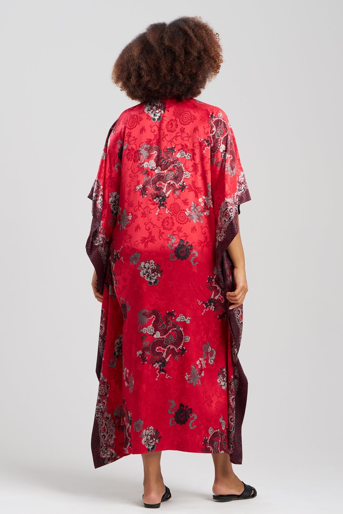 Buy Imperial Dragon Jacquard Caftan in Red Online Red