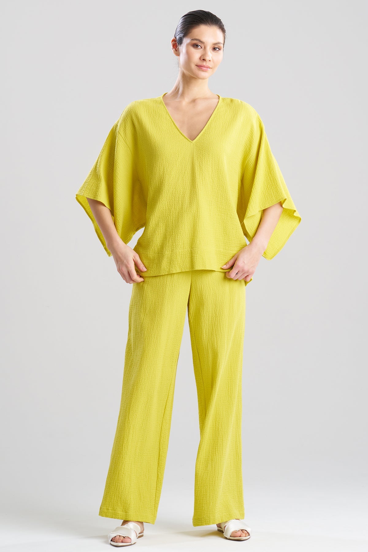 Onsen Cotton Kimono Top Chartreuse