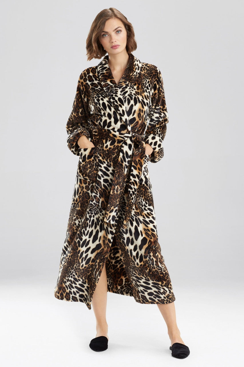 Buy Plush Leopard Robe in Chestnut Online Chestnut