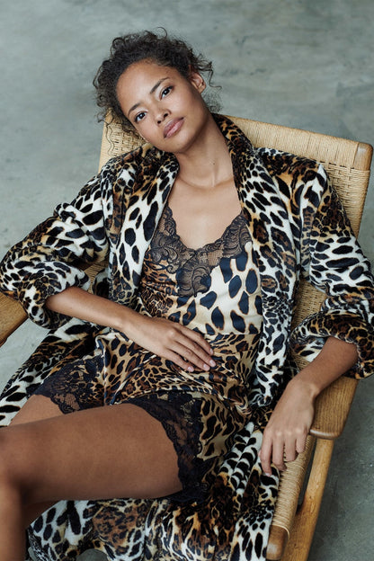 Buy Plush Leopard Robe in Chestnut Online Chestnut