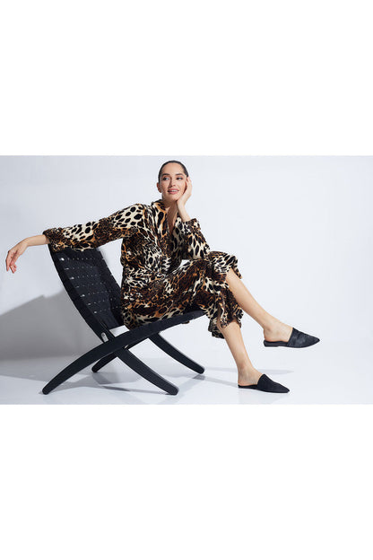 Buy Plush Leopard Robe in Chestnut Online Chestnut
