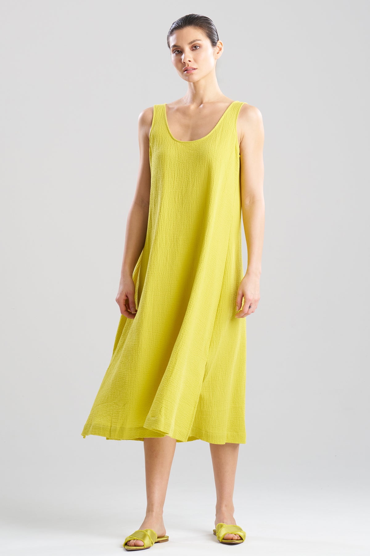 Onsen Cotton Tank Slip Dress Chartreuse