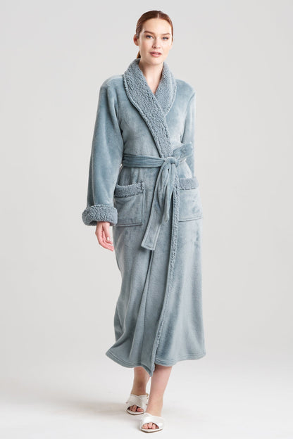 Plush Sherpa Robe Spa Blue