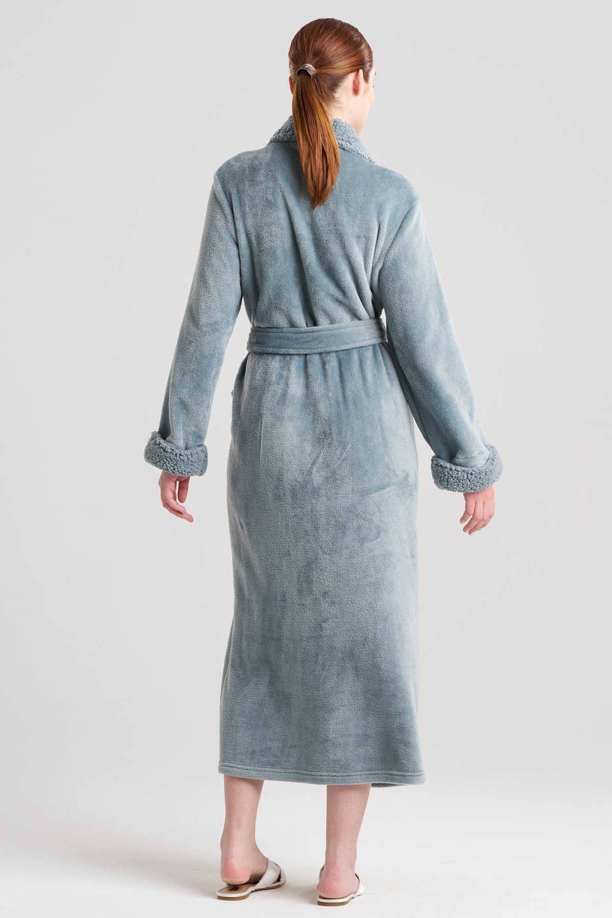 Plush Sherpa Robe Spa Blue