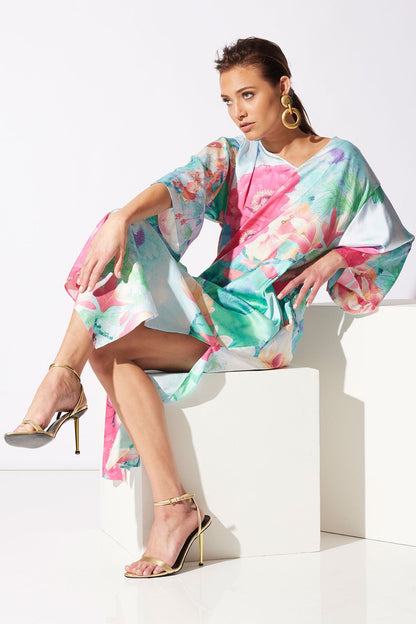 Floral Garden Caftan Blue Multi