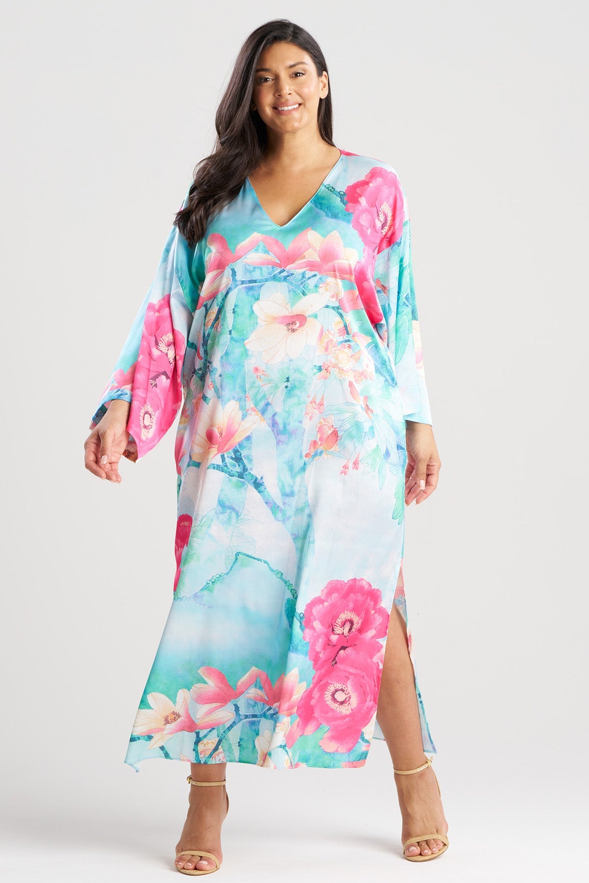 Floral Garden Caftan Blue Multi