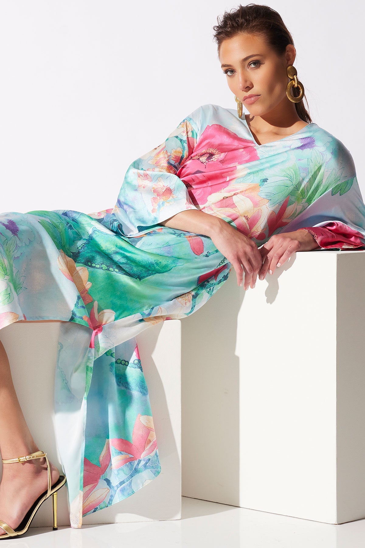 Floral Garden Caftan Blue Multi