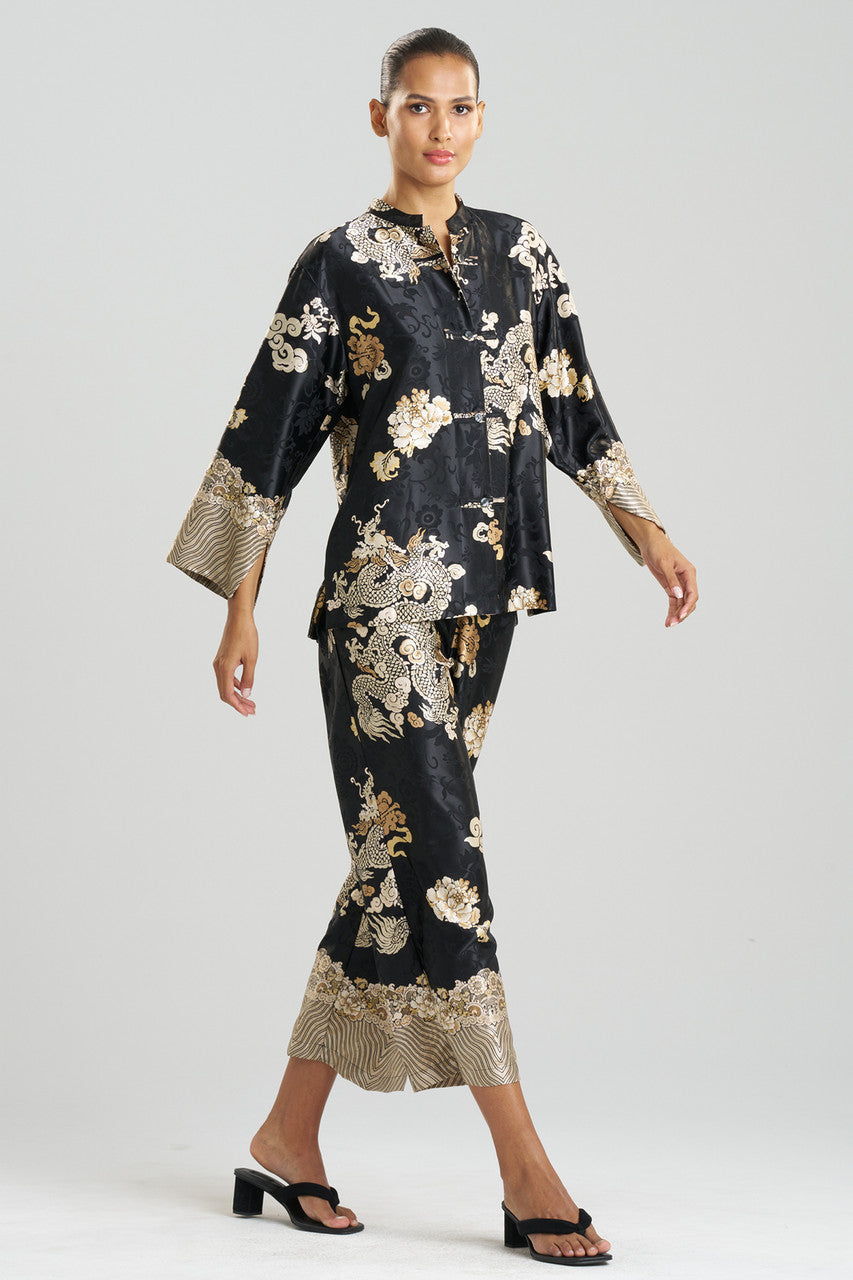 Buy Imperial Dragon Jacquard Mandarin PJ in Black Online Black