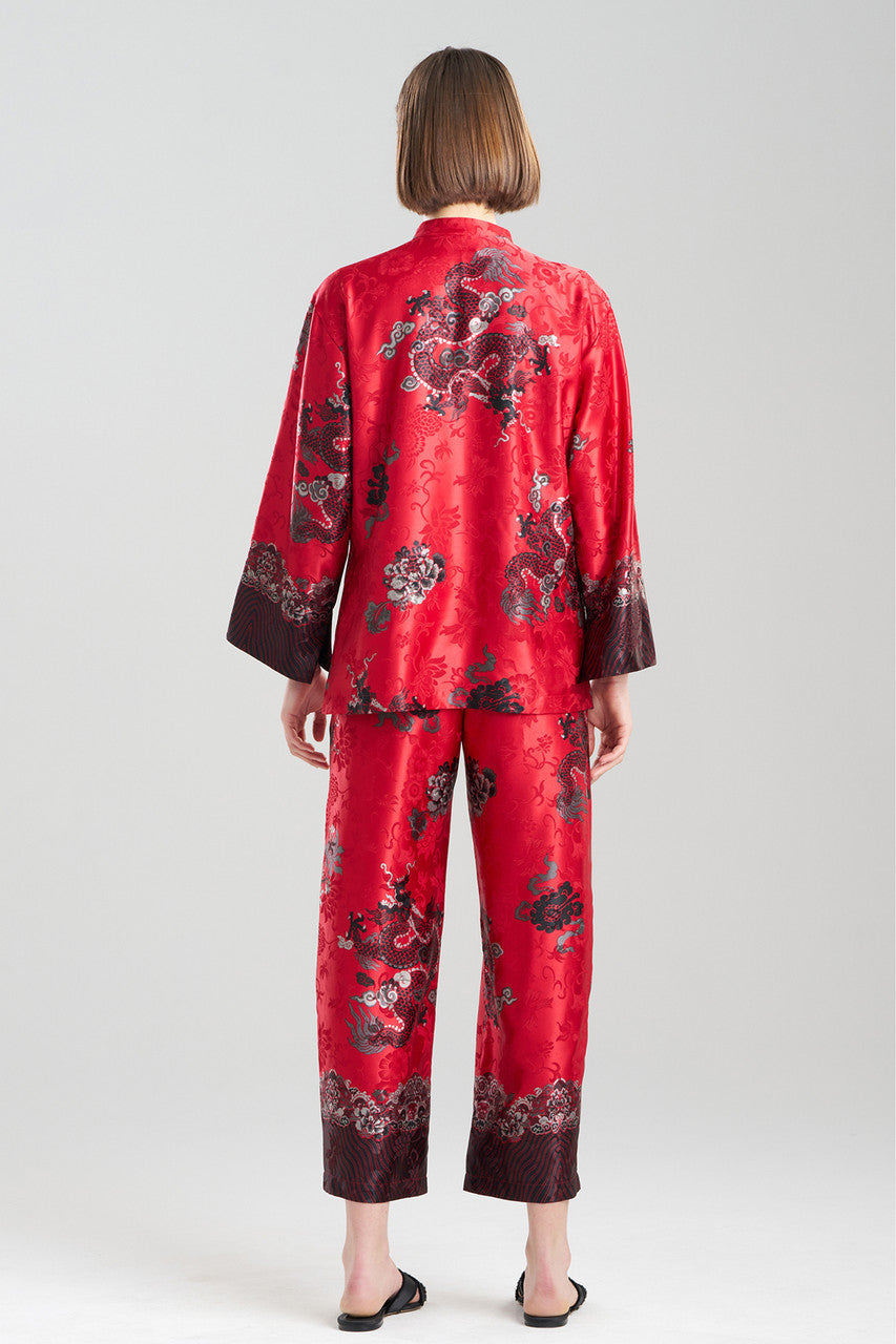 Buy Imperial Dragon Jacquard Mandarin PJ in Red Online Red
