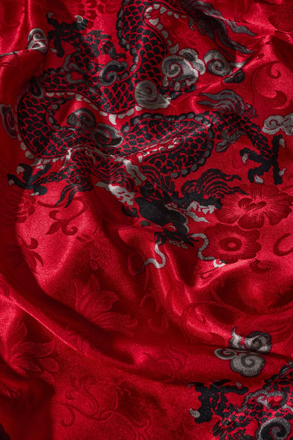 Buy Imperial Dragon Jacquard Mandarin PJ in Red Online Red