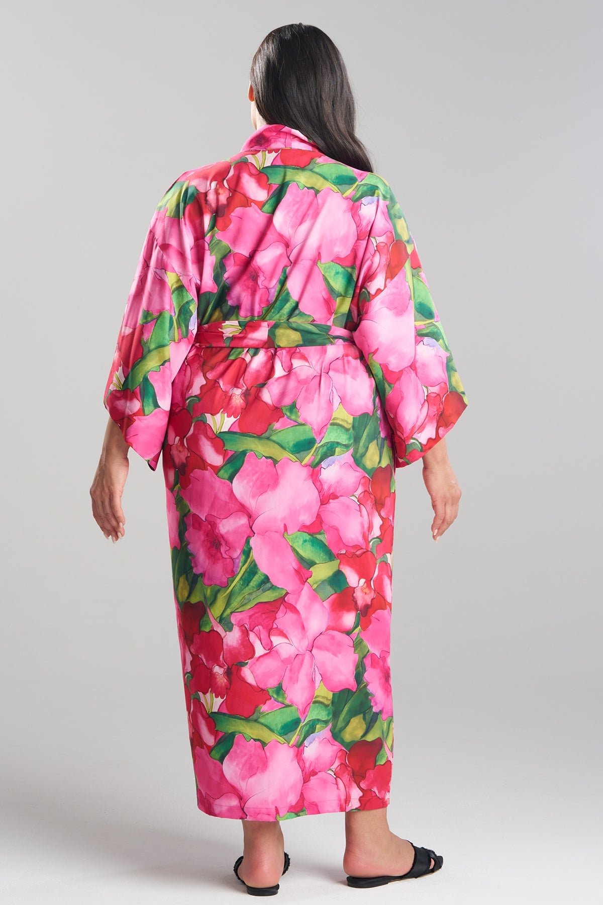Isla Printed Satin Robe Pink
