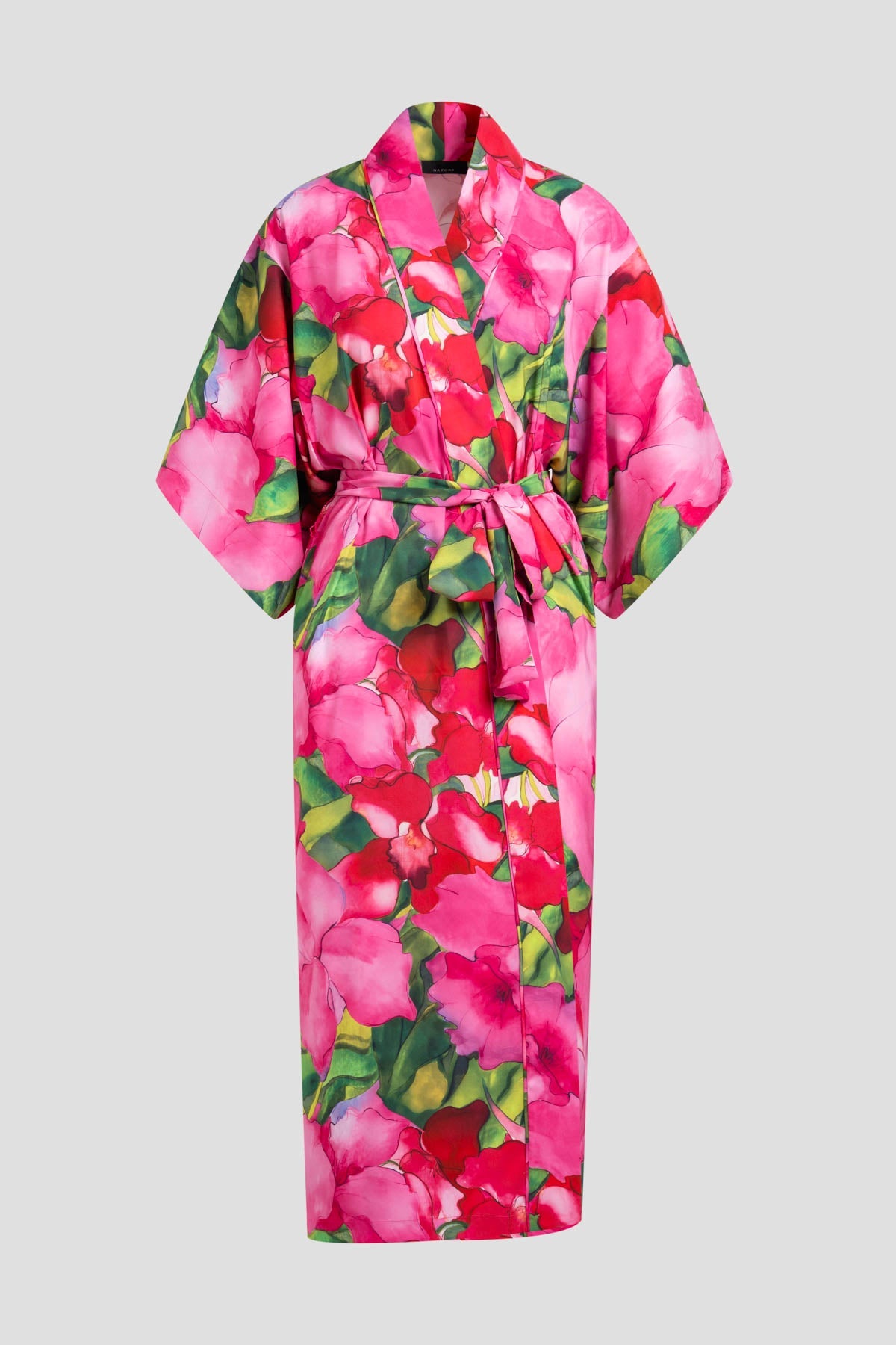 Isla Printed Satin Robe Pink