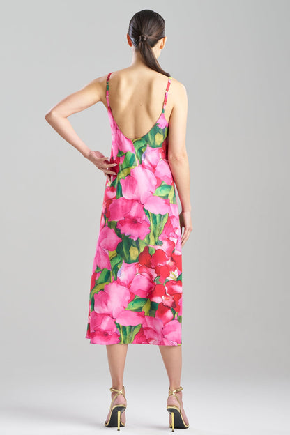 Isla Printed Satin Slip Dress Pink