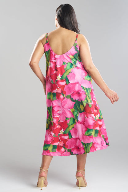 Isla Printed Satin Slip Dress Pink