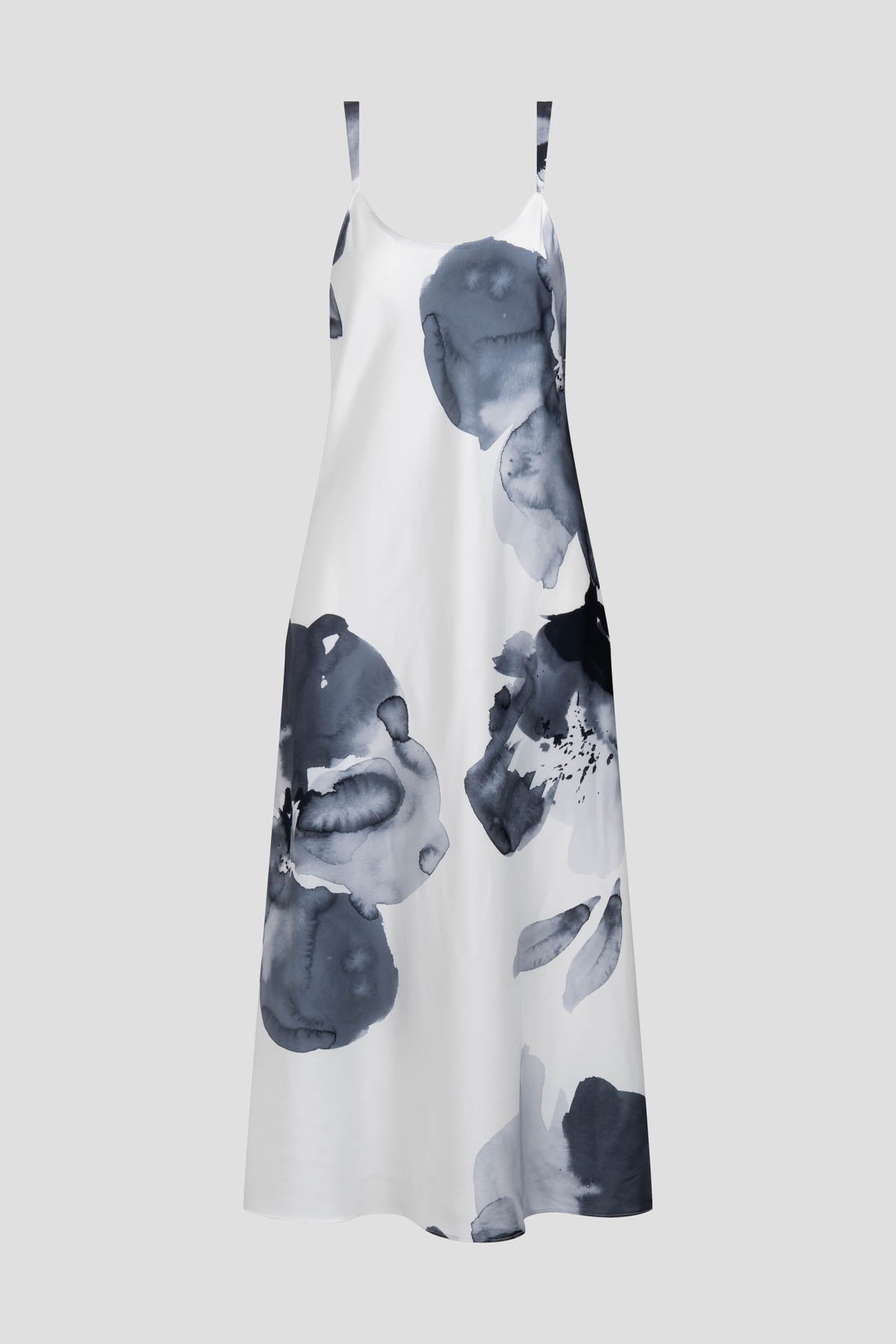 Aurelia Printed Satin Slip Dress Warm White