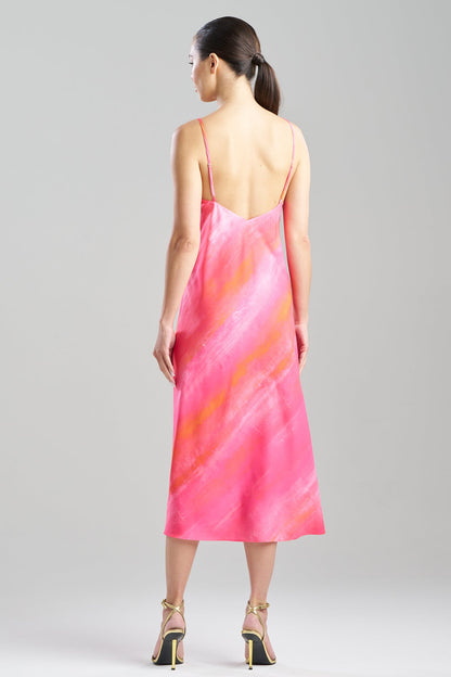 Aurora Printed Satin Slip Dress Pink Poppy