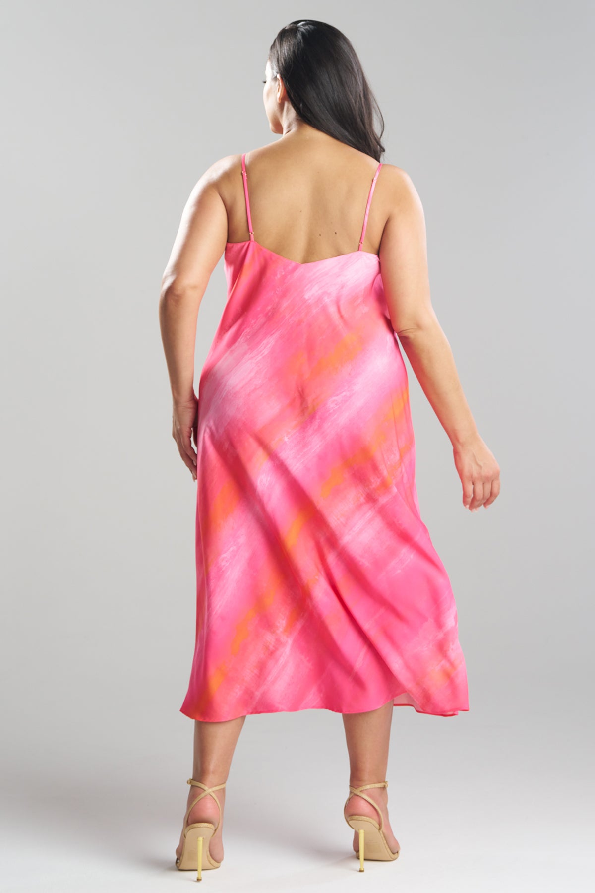 Aurora Printed Satin Slip Dress Pink Poppy