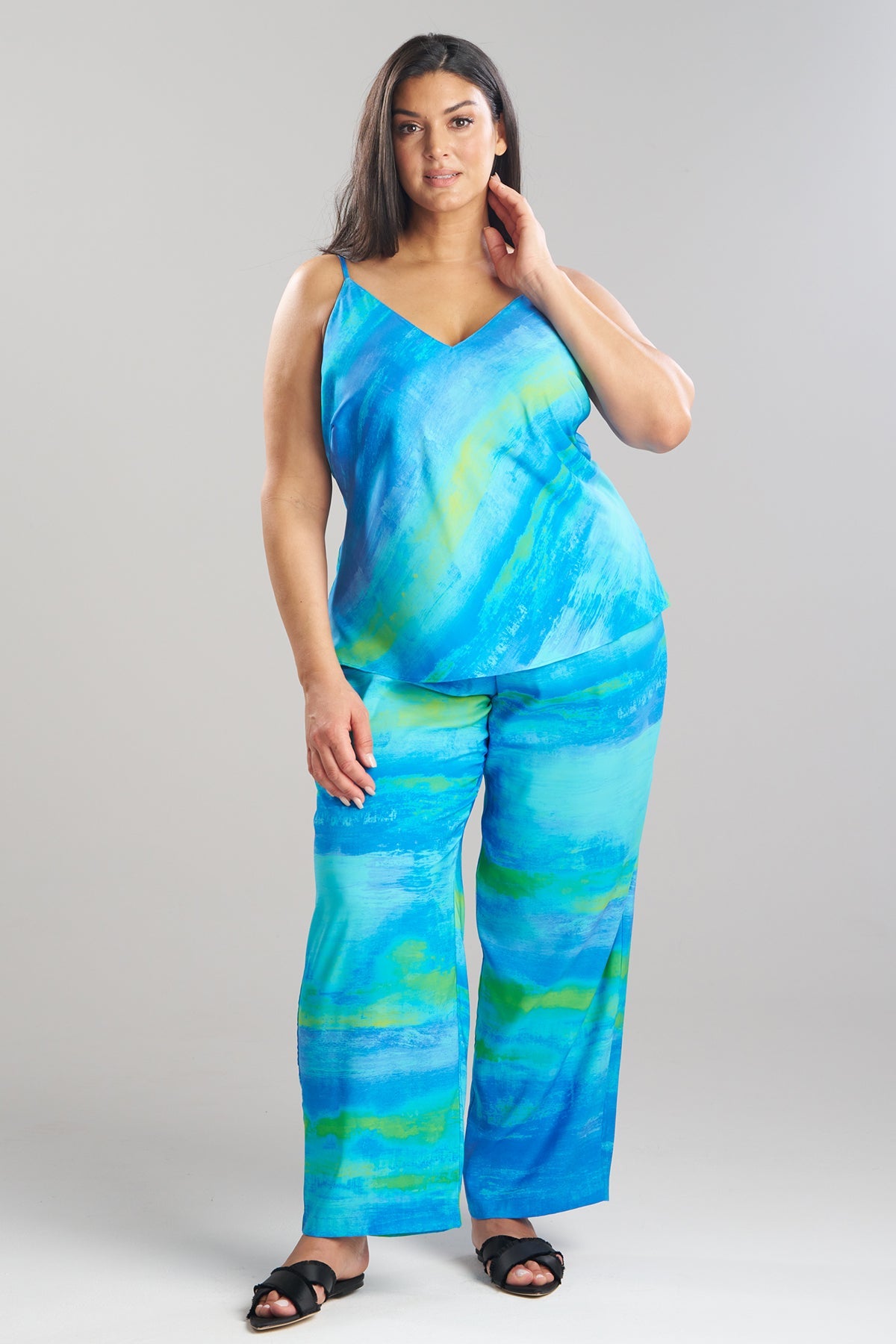 Aurora Printed Satin PJ Azure