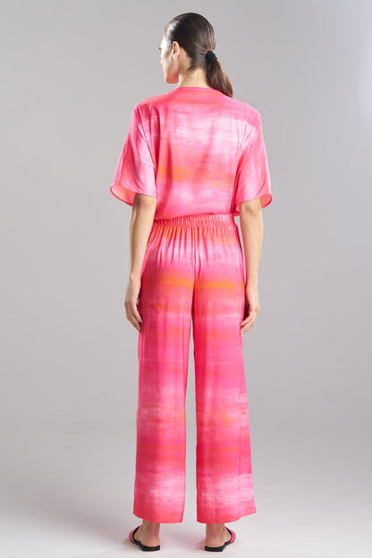 Aurora Printed Satin Pants Pink Poppy